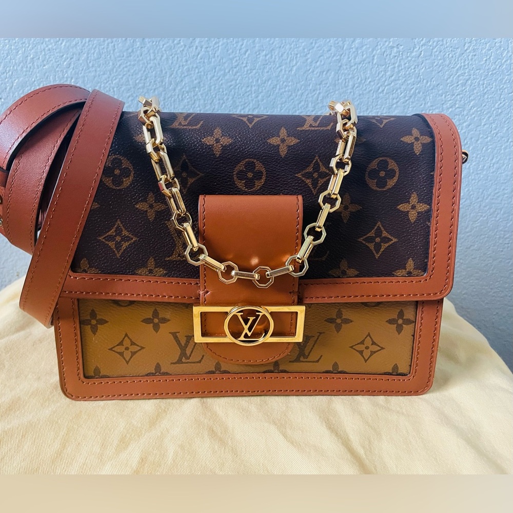 Louis Vuitton Monogram Reverse Dauphine MM Shoulder/ Chain Strap Bag( Preowned)